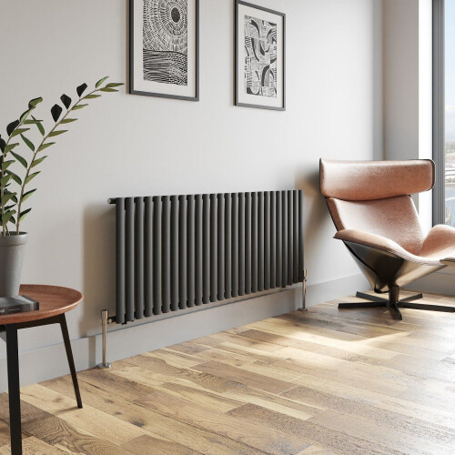 Anthracite Designer Radiator Horizontal Oval Column Single Panel Rad 600x1560mm 2