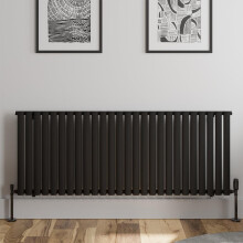 Black Designer Radiator Horizontal Oval Single Panel Rad 600x1560mm Steel Modern