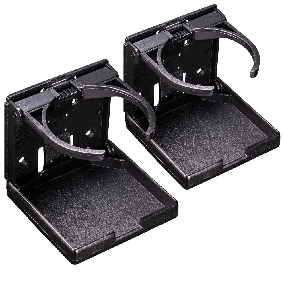 2Pcs Adjustable Folding Drink Holder Fit Most Size Mugs Bottle Can Cup Holder - Black 8366089223573