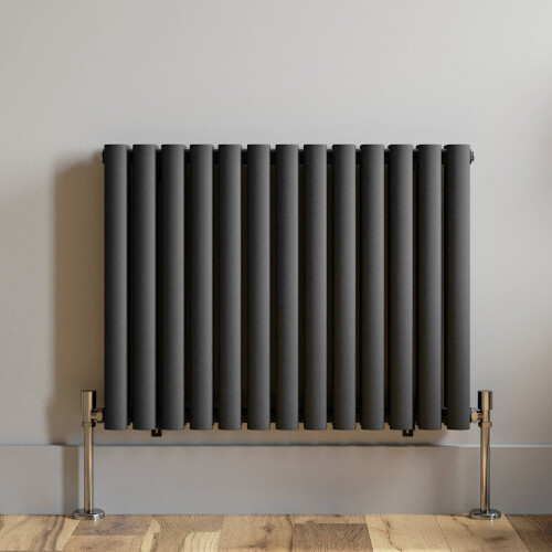 Anthracite Designer Radiator Horizontal Oval Column Double Panel Rad 600x780mm