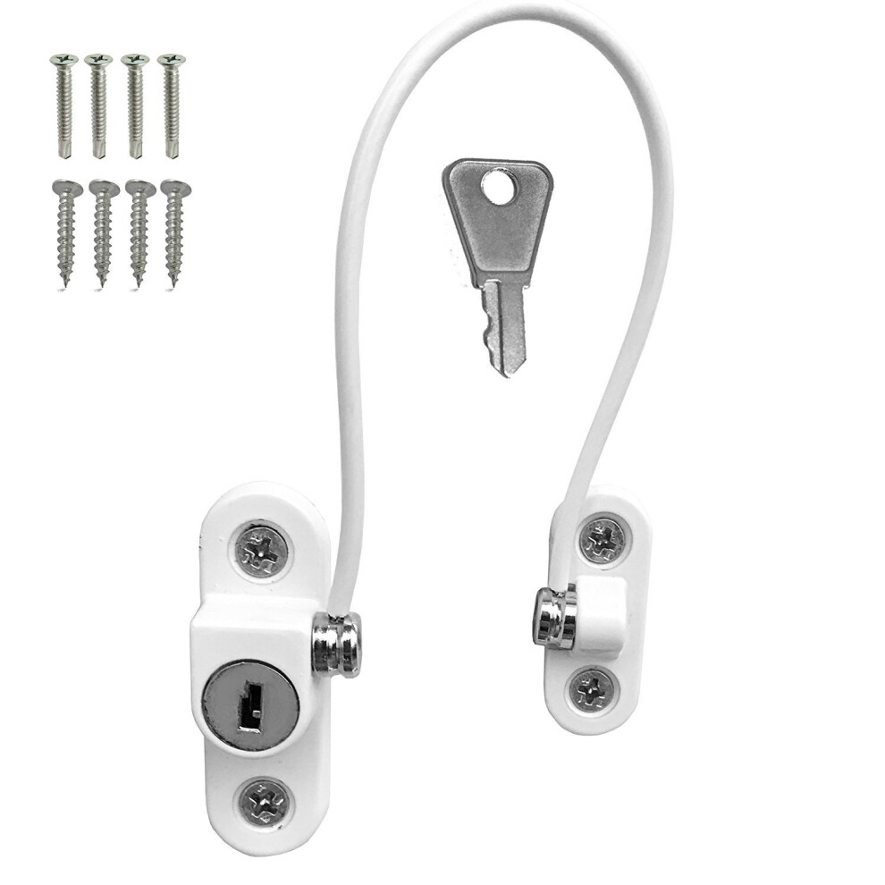 Window Cable Restrictor Lock With Screws Child & Baby Safety Security (White) White Yadong