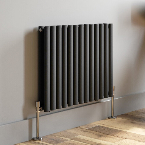 Anthracite Designer Radiator Horizontal Oval Column Double Panel Rad 600x780mm 1