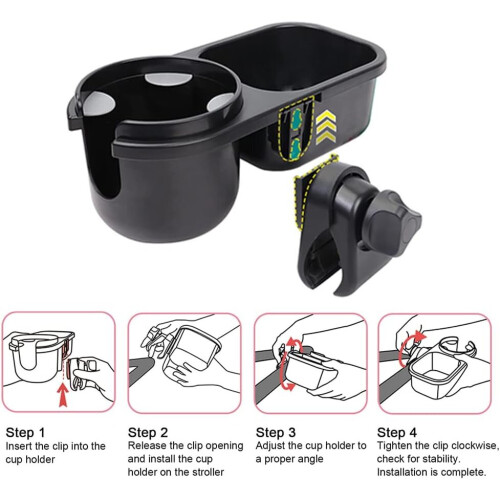 2 in 1 Stroller Tray, Universal Stroller Cup Holder with Snack Holder 2