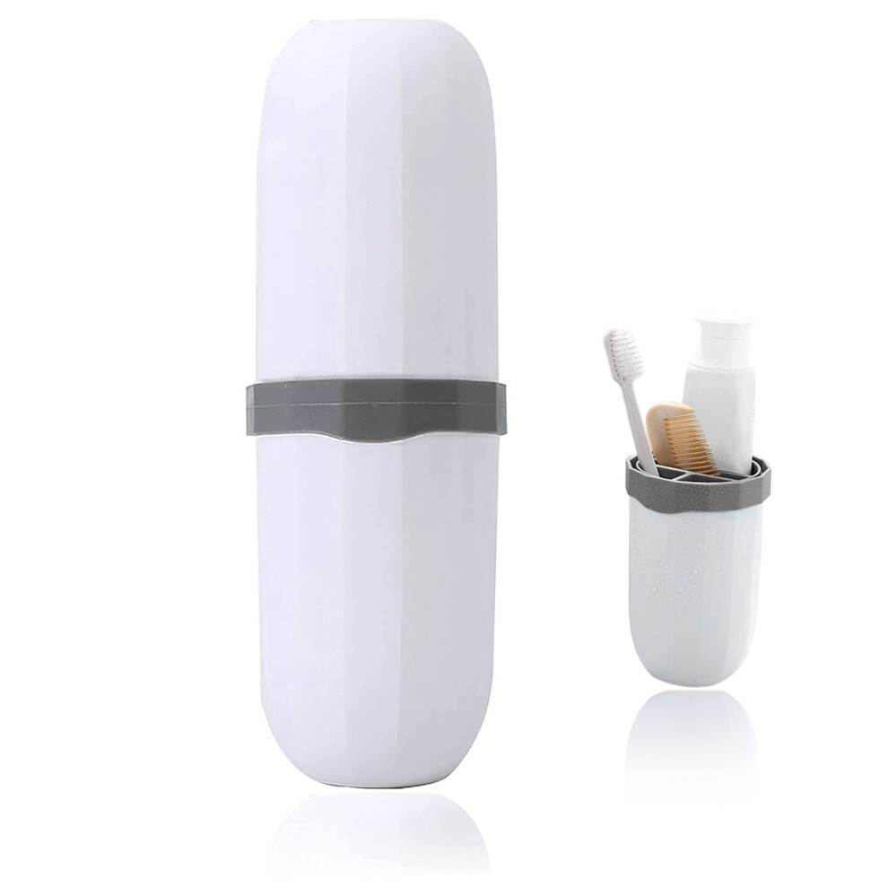 Yadong Travel Toothbrush Holder Case, Plastic Toothbrush And Toothpaste Travel Case(Beige)