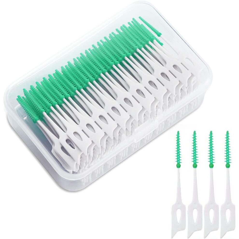 Yadong Blue 200 Pieces Interdental Brushes, Silicone Dental Brushes Tooth Floss Picks