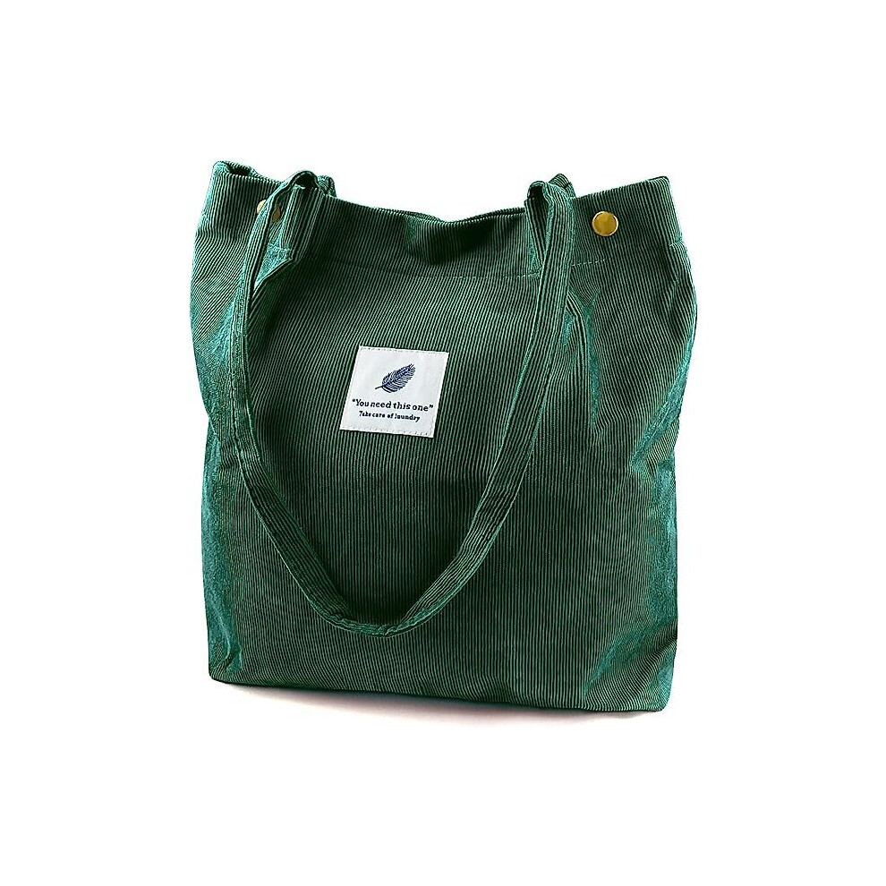 Corduroy Tote Bag for Women Canvas Shoulder Cord Purse with Inner Pocket