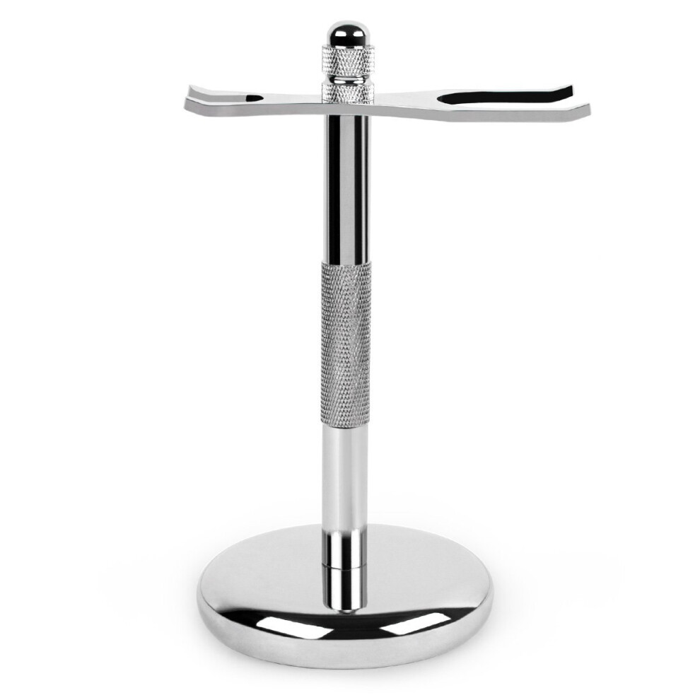 Chrome Safety Razor and Brush Stand Holder Fit Shaving Accessories