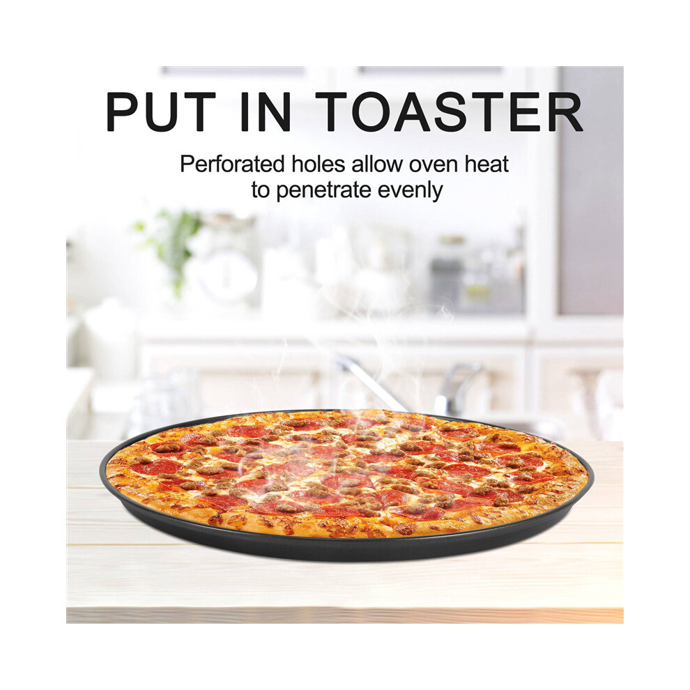 2Pc 10-Inch Perforated Pizza Pan Carbon Steel Non-Stick Coating Easy to Clean Pizza Pan 
