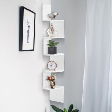 5 Tier Corner Shelf Floating Wall Shelves Display Bookcase Home Decor