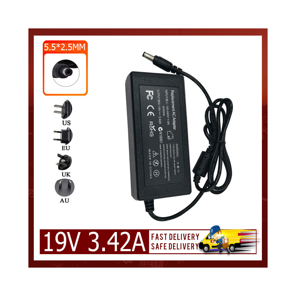 (A-) 19V 3.42A 5.5*2.5Mm Ac Laptop Adapter Compatible For Toshiba Asus Acer Fujitsu Ibm Notebook Power Supply Charger 4855672920738