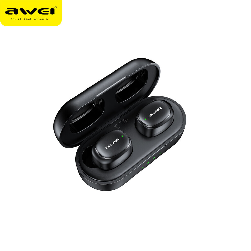 (A- T13) Awei T16 Tws Wireless Earphone Bluetooth Earphones Waterproof With Dual Mic Sport Noise Cancelling Gaming Earbuds Black 4851205000922