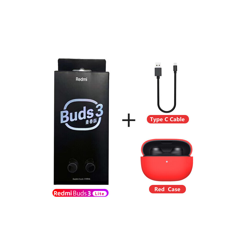 (A-With Case Cable) Original Xiaomi Mi Buds 3 Lite Earbuds Tws Ture Wireless Headphones With Microphone Fone Bluetooth Headphones Buds 3 Headse Red 4851205010457