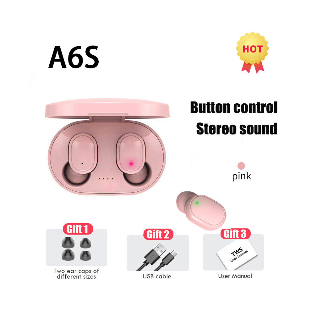 (A- Earbuds) Original A6s Tws Wireless Bluetooth Headset With Mic Air Pro Earbuds For Xiaomi Noice Cancelling Earphone Bluetooth Headphones Pink 4851204879758