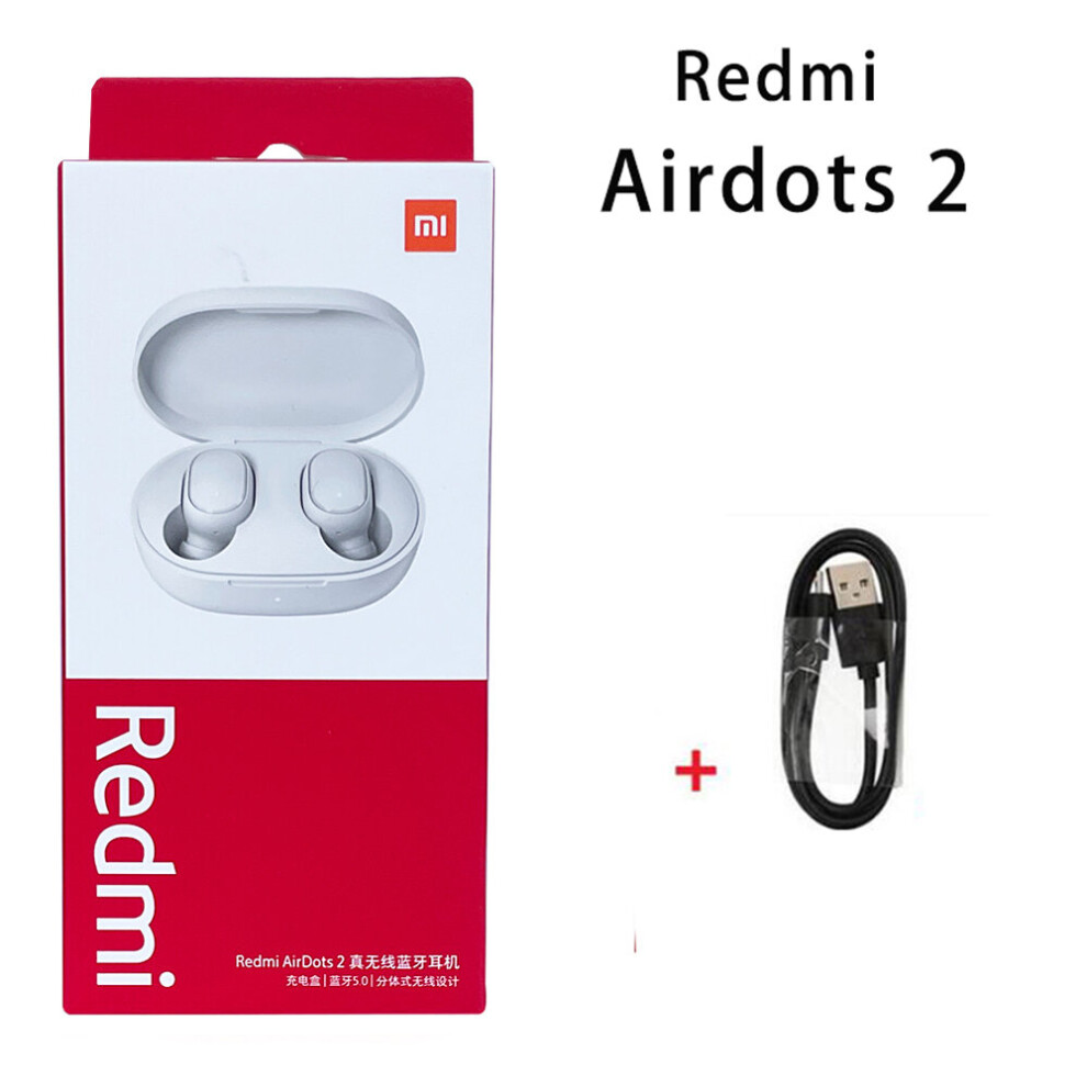 (A-W Airdots 2 Usb) Original Xiaomi Redmi Airdots 2 Tws Wireless Earphone Bluetooth Headphones Ai Control Gaming Headset With Mic Bluetooth Earbuds 4851205000830