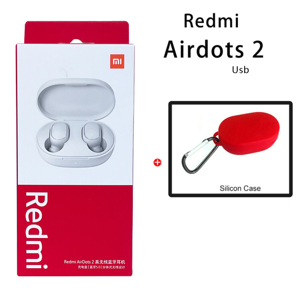 (A-W Airdots 2 ) Original Xiaomi Mi Airdots 2 Tws Wireless Earphone Bluetooth Headphones Ai Control Gaming Headset With Mic Bluetooth Earbuds Red 4851205000823