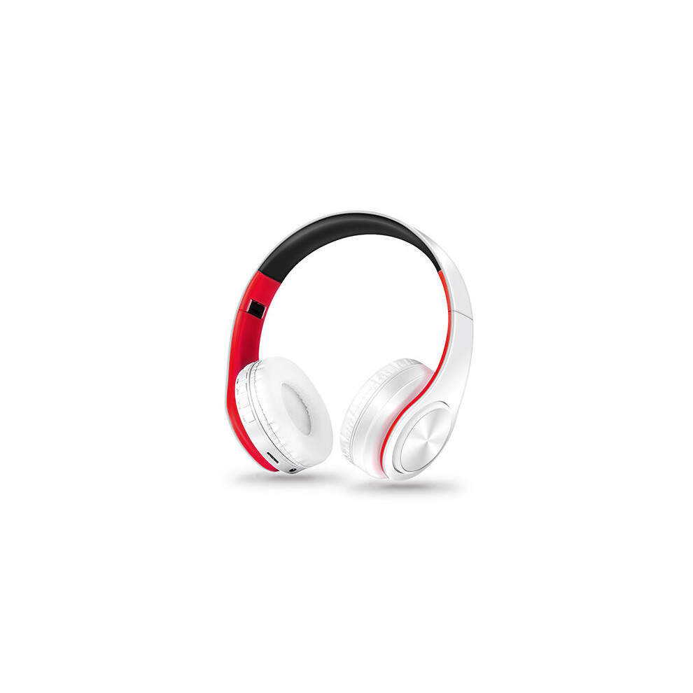 Photos - Headphones  HIFI Stereo Earphones Bluetooth Headphone Music Headset FM and Support SD Card with Mic for Mobile XiaoMi Ipho(a-Red white)