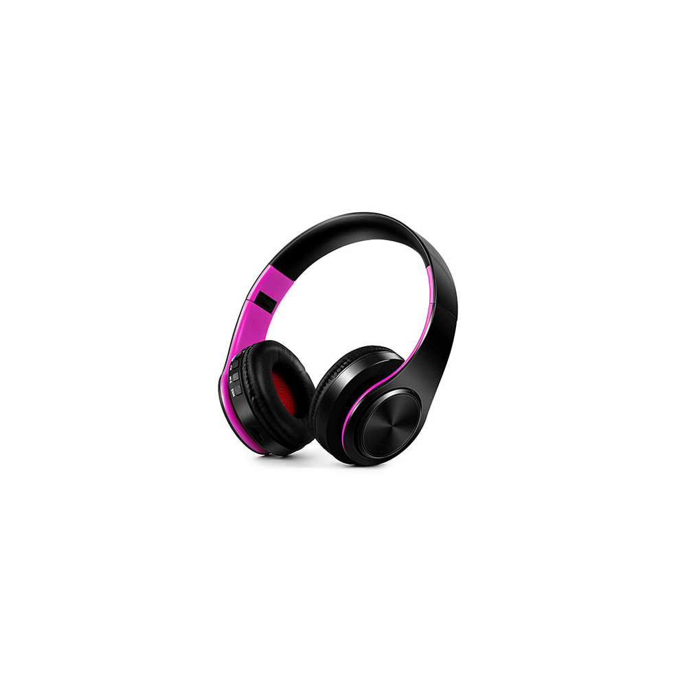 (A- Black) Hifi Stereo Earphones Bluetooth Headphone Music Headset Fm And Support Sd Card With Mic For Mobile Xiaomi Iphone Sumsamg Tablet Pink/Black 4851204886541