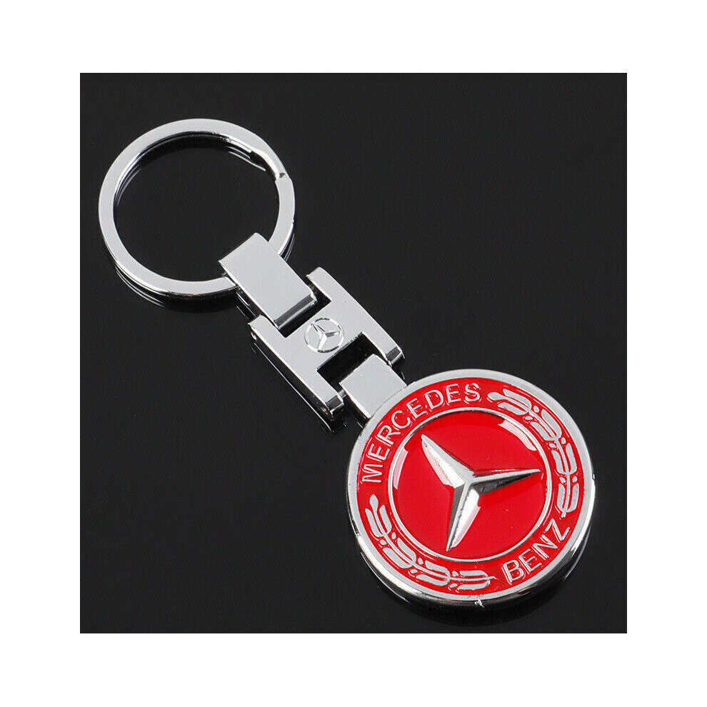 (Mercedes-Benz Red) Car Keychain for MercedesBenz Metal Emblem Pendant