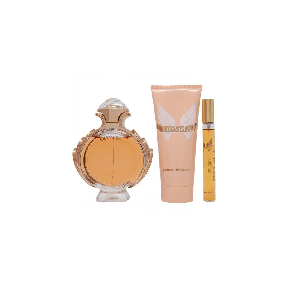 Paco Olympea 3 Pcs Set: 2.7 Eau De Parfum Spray + 0.33 Eau De Parfum + 3.4 Body Lotion