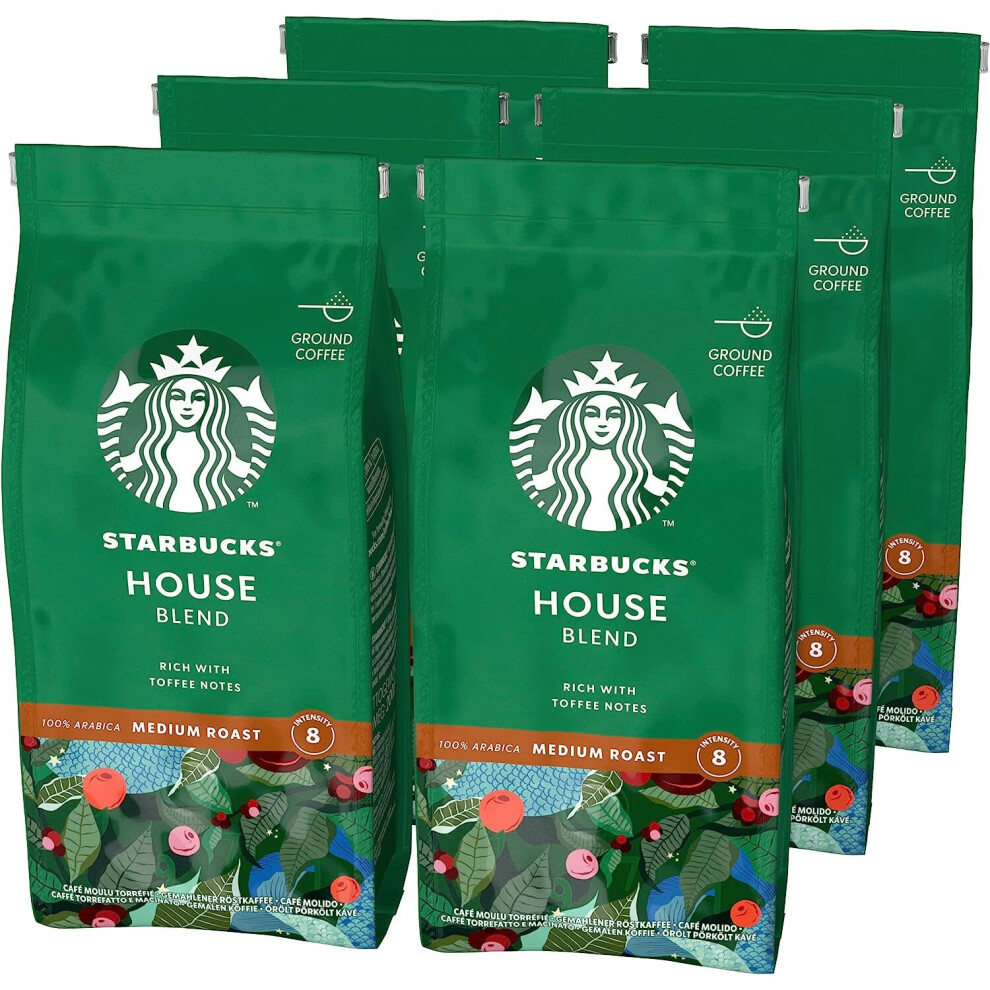 STARBUCKS House Blend, Medium Roast, Ground Coffee 200g (Pack of 6)