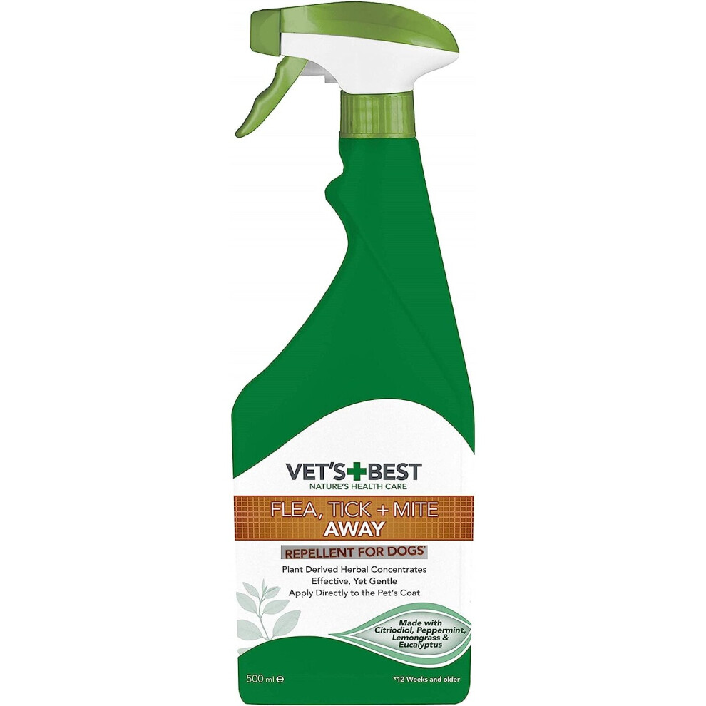Vet's Best Flea Tick and Mite Flea Treatment Spray for Dogs | Plant Based Formula, 500 ml (Pack of 1)