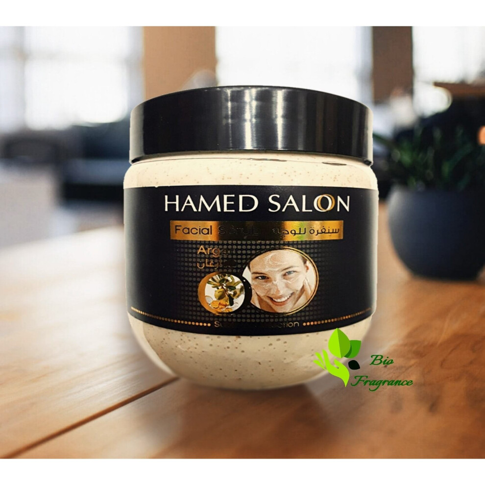 Hamed Salon Argan Facial Scrub, Deep Cleaning & Exfoliating Scrub Facial Exfoliant For Healthy & Smooth Skin Natural Extracts For Moisturizing  500ml