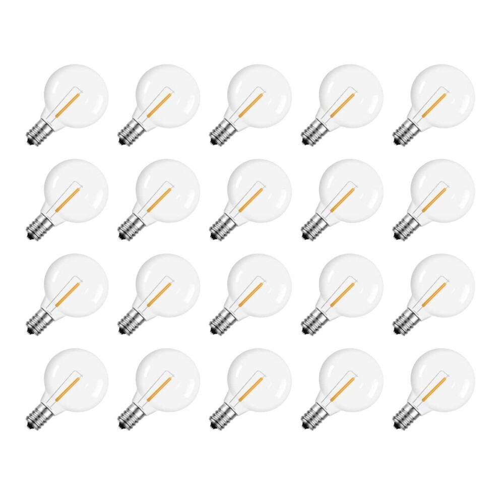 20Pcs G40 LED Light Bulbs E12 Screw Base for Solar String Lights Warm