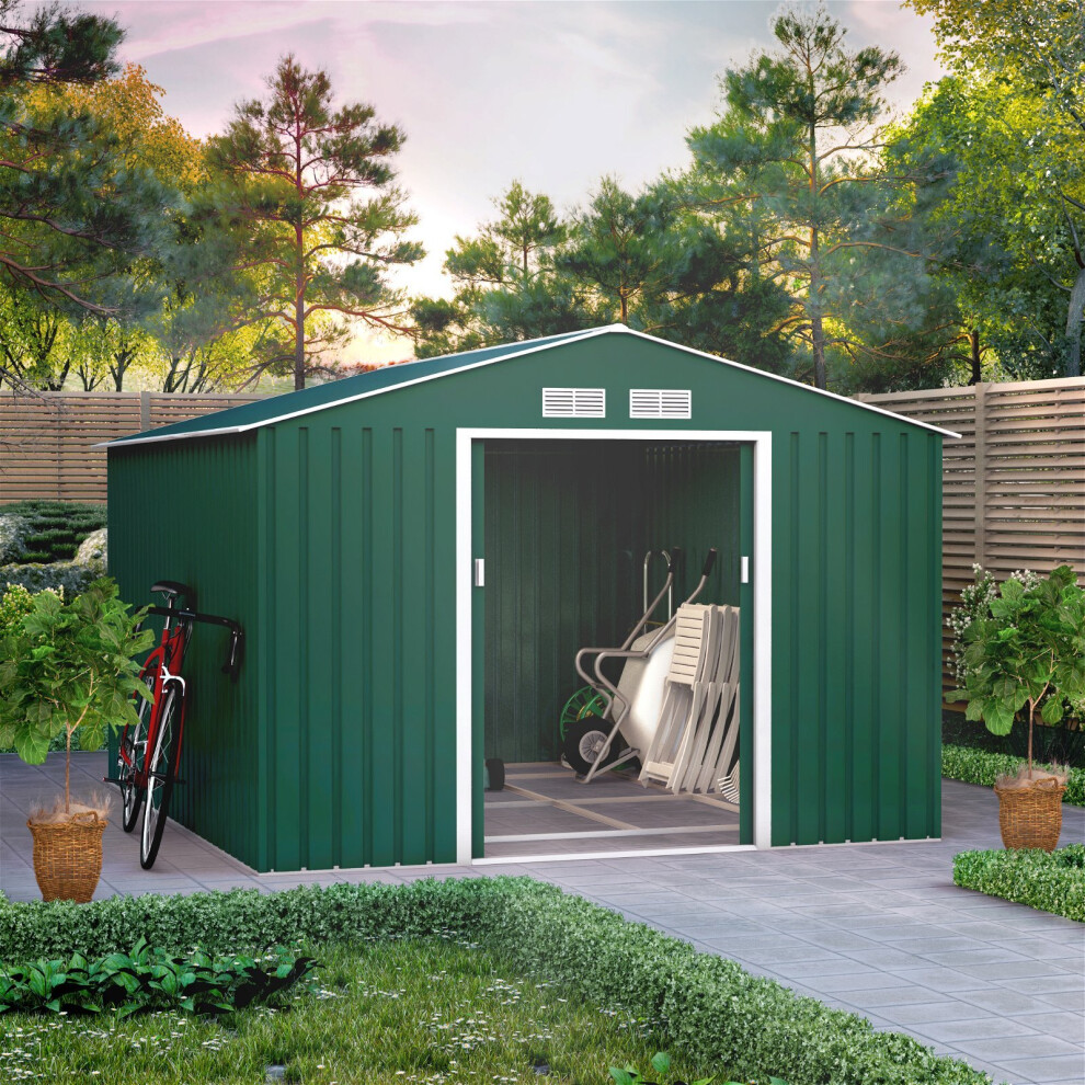 Billyoh (9X10, Dark Green) Ranger Apex Metal Shed With Foundation Kit