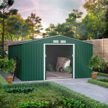 (11x14, Dark Green) BillyOh Ranger Apex Metal Shed With Foundation Kit