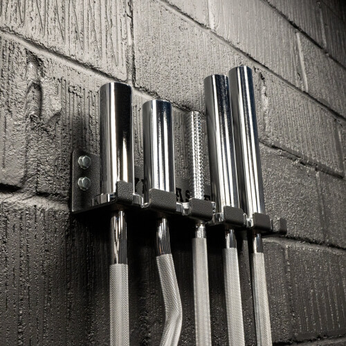 (5 Bar Storage Rack) GYM MASTER Vertical Wall Mounted Olympic 2" Barbell Storage Hanging Rack 2