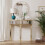 Half-Moon Mirrored Tall Decorative Console Table  Semi Sofa Table 4