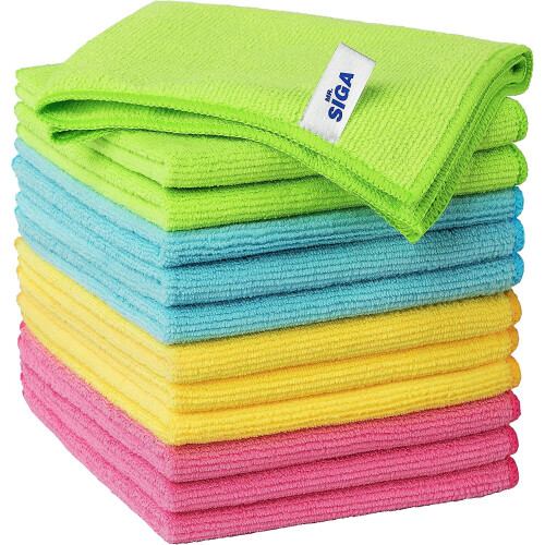 MR.SIGA Microfiber Cleaning Cloth,Pack of 12, Size:32 x 32 cm