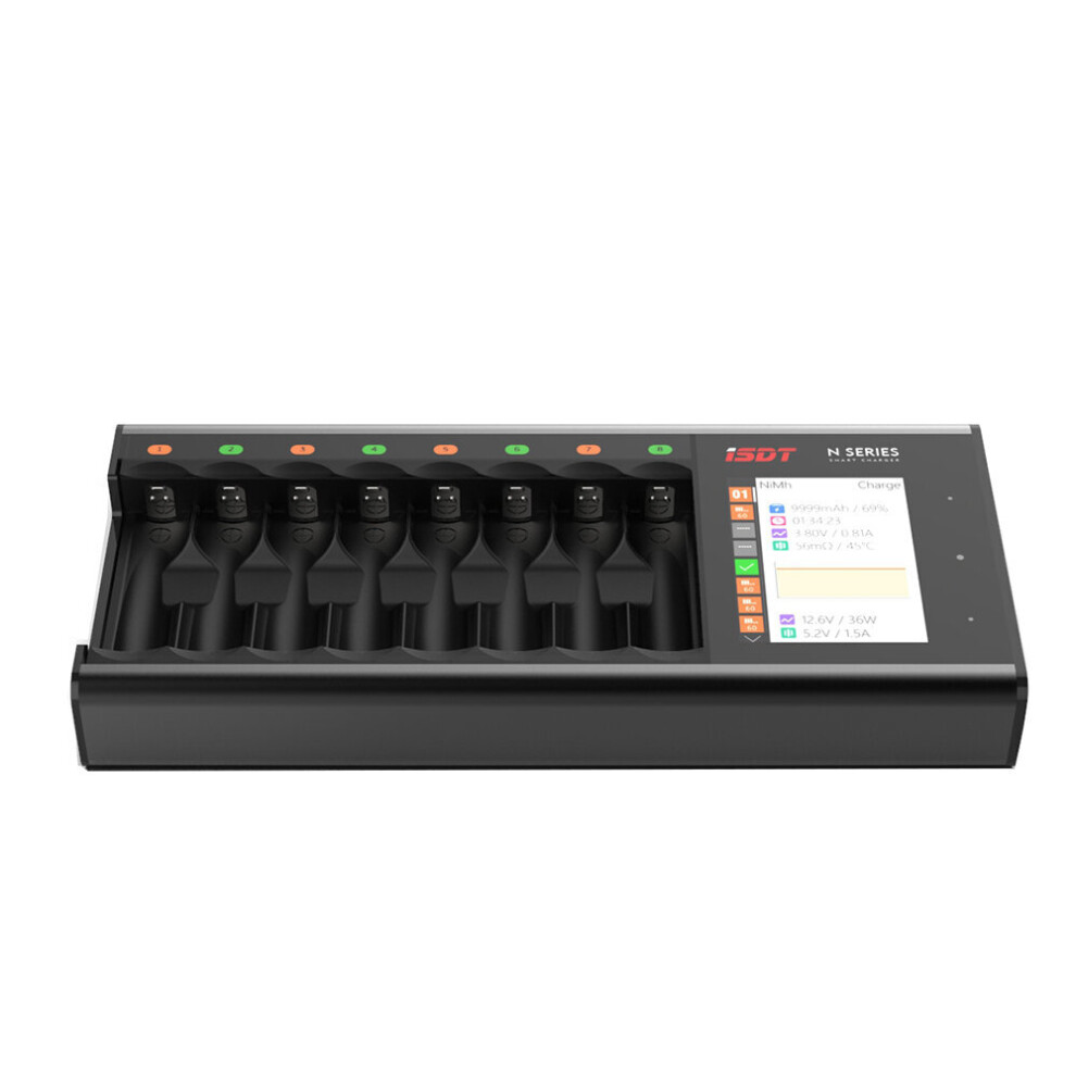 Isdt N8 18W 1.5A 8 Slots Lcd Aa/Aaa Battery Quick Charger For Liion Lihv Life Nimh Nicd Nizn 6906136635106
