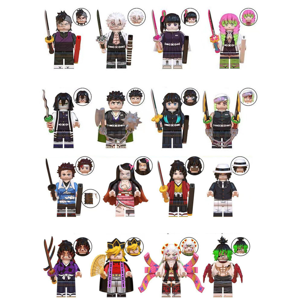 (16PCS-B+C) 24PCS Demon Slayer Series Children's Toy Fit Lego