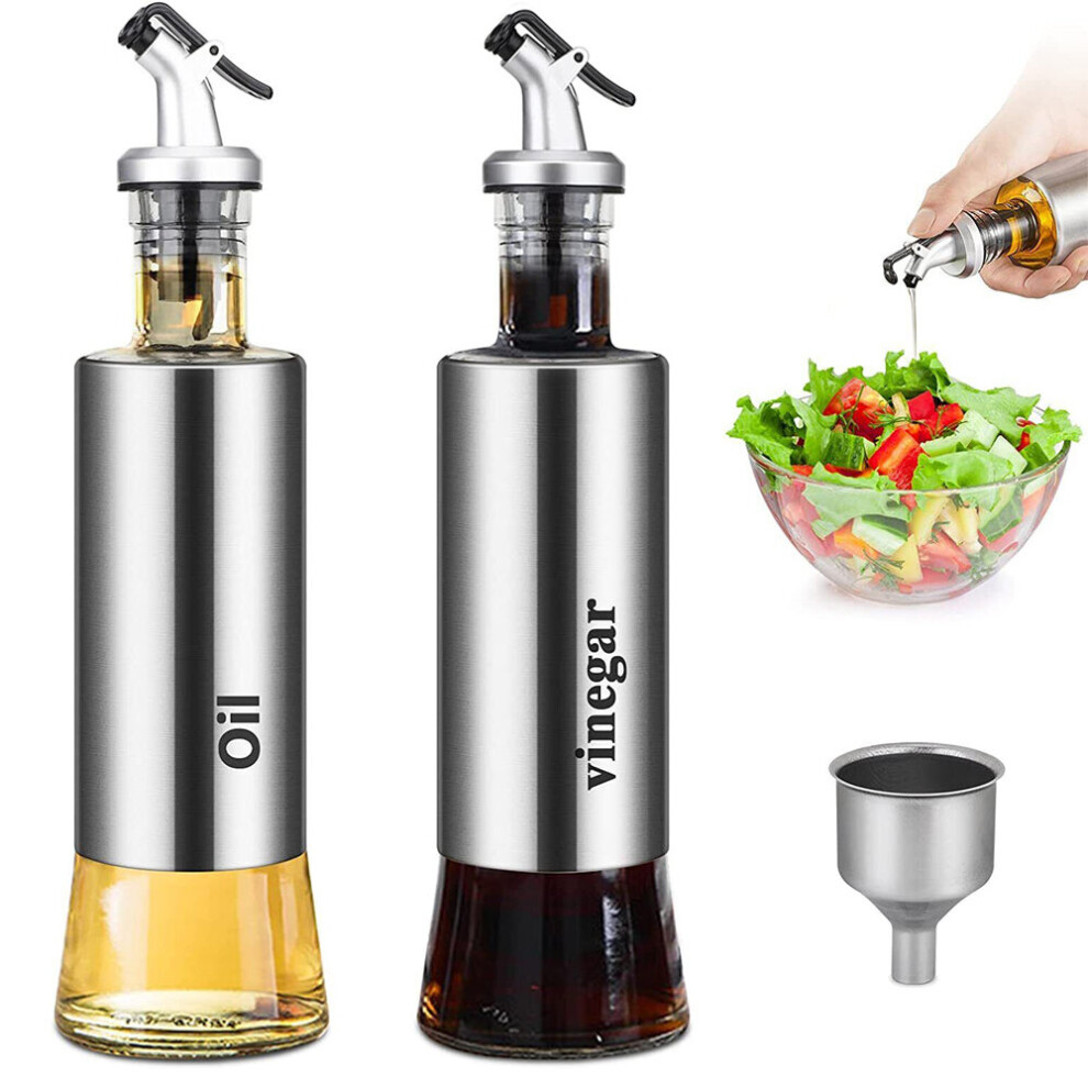 2PCS Glass Oil Dispenser Spout Olive Vinegar Pourer Oil Sprayer Bottle