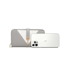 (Grey) Mixed Colour Women's Leather Look Clutch Purse