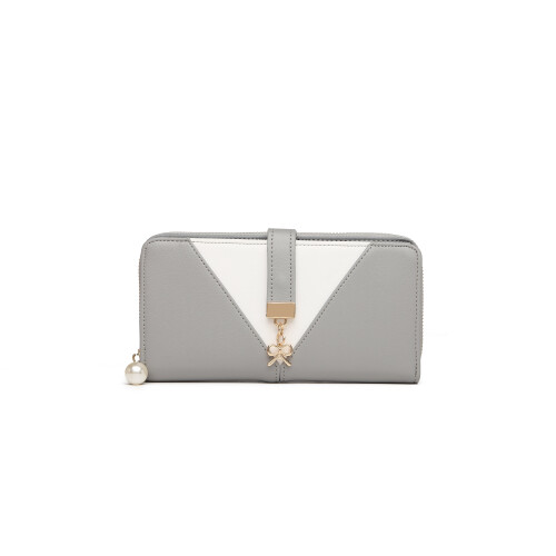 (Grey) Mixed Colour Women's Leather Look Clutch Purse 1