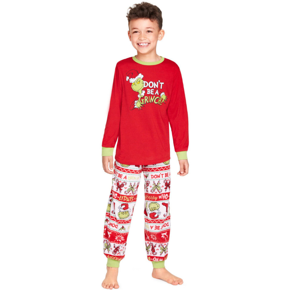 (Kids, 8-9 Years) Christmas Family Matching Nightwear The Grinch Pyjamas Set Adult Kids Baby Long Sleeve Festival Sleepwear