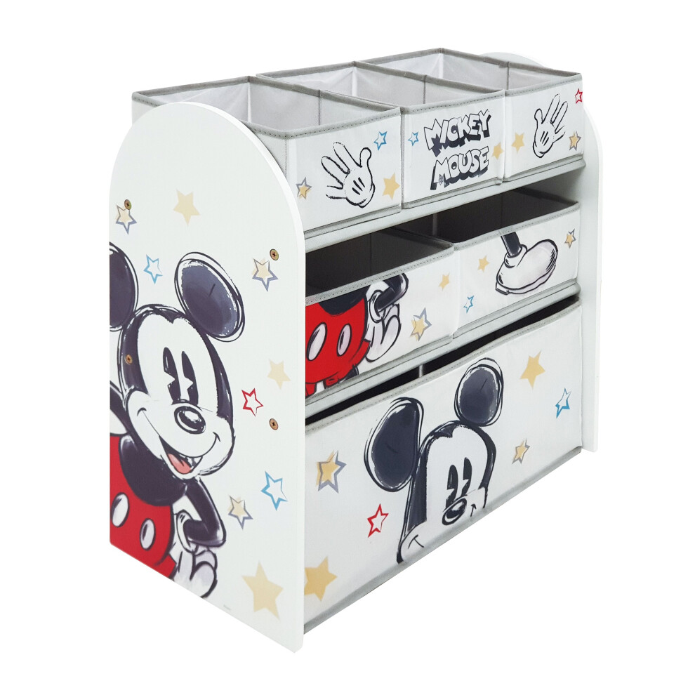 Mickey Mouse Classic Wooden Toy Organizer With 6 Storage Bins