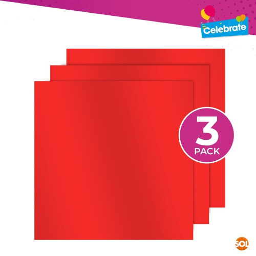 SOL 3 Red Plastic Table Covers Square Tablecloth Disposable Wipe Clean Party Cloth 1
