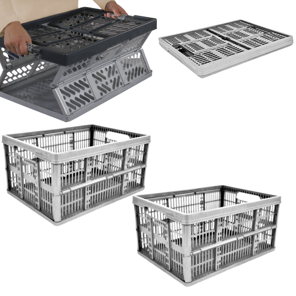Ez Pack Folding Collapsible Plastic Storage Crate Stackable Baskets Garage 32L