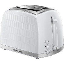 Russell Hobbs 26060 2 Slice Toaster - Contemporary Honeycomb Design with Extra Wide Slots and High Lift Feature, White