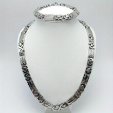 11MM Wide Mens Stainless Steel Necklace And Plated Bracelet Set Jewelry Gift For Men