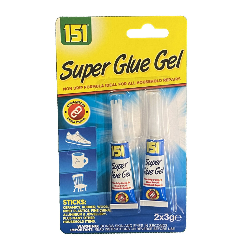 Strong Super Glue Adhesive 2x 3g Tubes Rubber Ceramic Wood Plastic