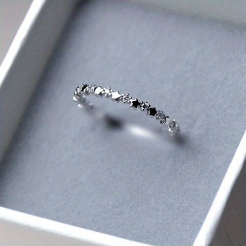 Delicate Silver Rhinestone Star Ring Ring For Boyfriend