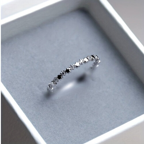 Delicate Silver Rhinestone Star Ring Ring For Boyfriend 1