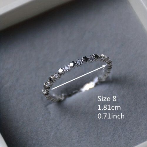 Delicate Silver Rhinestone Star Ring Ring For Boyfriend 2