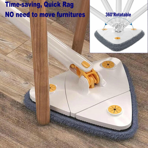 Irich 360° Rotatable Adjustable Cleaning Mop Extendable Triangle Mop with 3 Replacement Pads 2