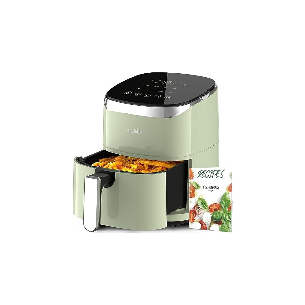 FABULETTA Air Fryers, 1680W Compact Fryer with 9 Presets, Max 230? Setting 4L Digital Oven Rapid Circulation, Display,Shake Reminder, Green (FAF001)