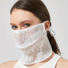 Lace Breathable Thin Neck Gaiter Women Face Covering Adjustable Outdoor Sunscreen Cycling Lace Veil Dustproof Mask